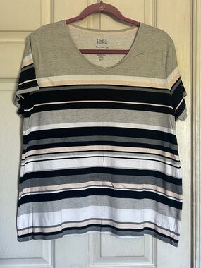 Croft & Barrow stripes short sleeve classic tee v neck size XXL